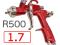 Краскопульт Huberth R500 (1,7мм) LVLP с бачком. Фото 1.