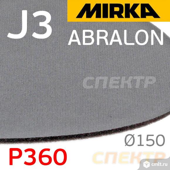 Круг на поролоне Mirka J3 Abralon Р360 (150мм) шлифовальный на липучке. Фото 2.