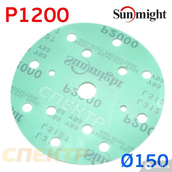 Шлифкруг Sunmight на липучке Р1200 (150мм) зеленый, пленка, L312T. Фото 1.