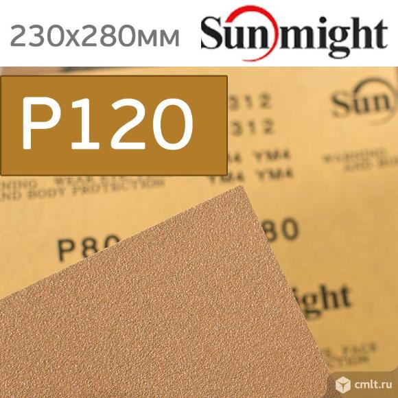 Наждачная бумага сухая SunMight Р120 золотистая. Фото 1.