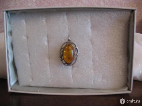 Подвеска янтарь серебро