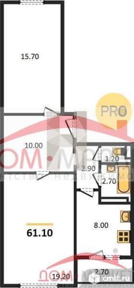 2-комнатная квартира 61,1 кв.м. Фото 1.