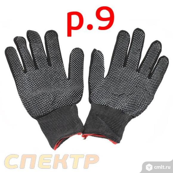 Перчатки тактильные МИКРОТОЧКА (р.9) черные/серые. Фото 1.