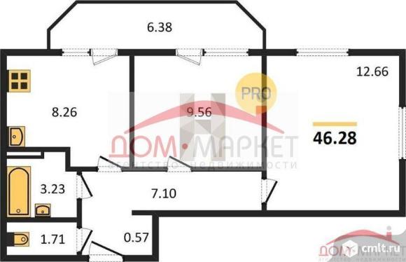 2-комнатная квартира 46,28 кв.м. Фото 1.