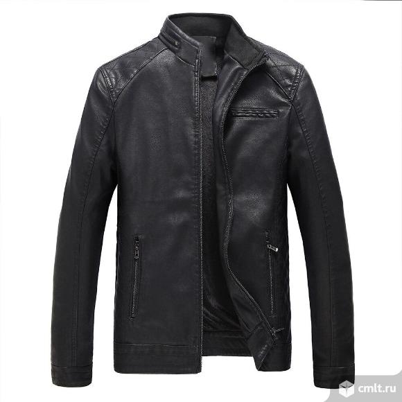 Куртка мужская, новая, черная, демисезон, натуральная кожа, Турция. Фото 1.
