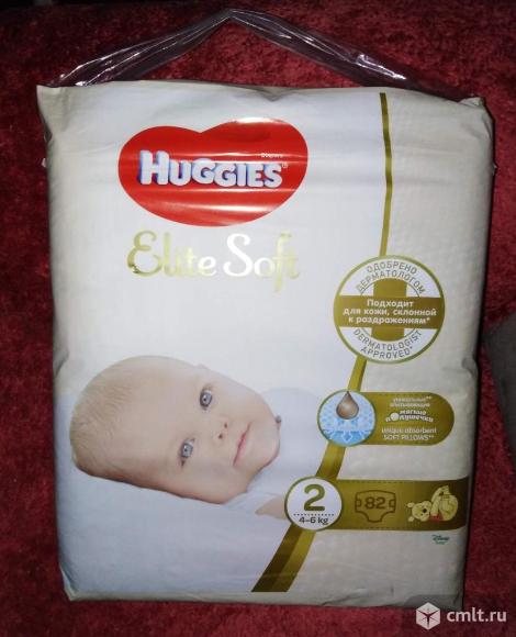 Подгузники Huggies Elite Soft 2 (4-6 кг) 82 шт.. Фото 1.