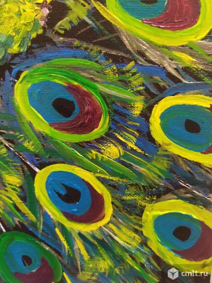 Павлин и пава картина маслом на холсте для интерьера. Фото 8.