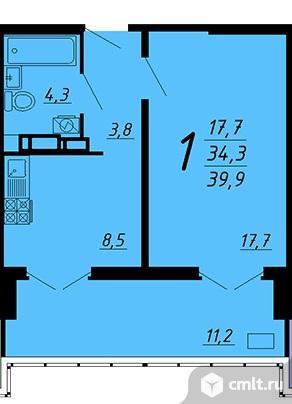 1-комнатная квартира 39,5 кв.м. Фото 1.