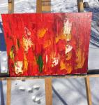 Картина мастихином импасто "Лесной пожар"