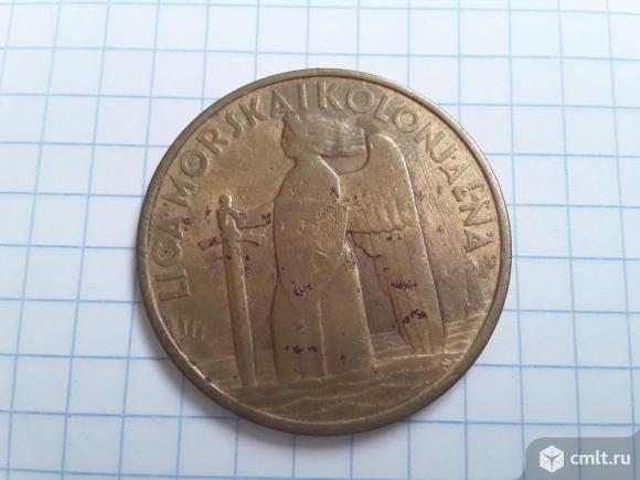Памятная медаль "морская и колониальная лига" 1935г. Польша.. Фото 1.