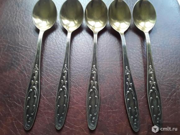 5 шт. Ложки чайные. Мельхиор.СССР. Кольчугино. Фото 1.