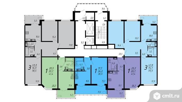 1-комнатная квартира 39,9 кв.м. Фото 1.