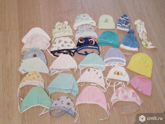 Шапки, чепчики от 0 до 6месяцев. Фото 1.