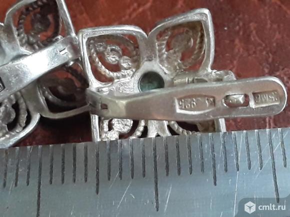 Серьги филигрань. Серебро 925 с бирюзой.. Фото 9.