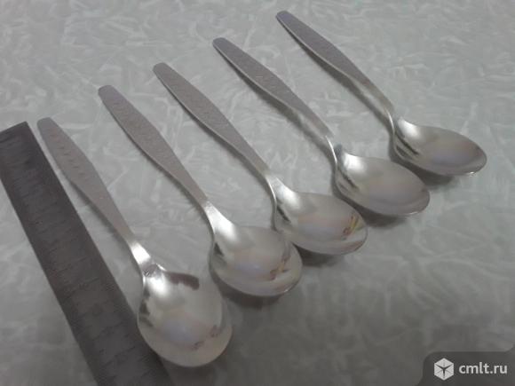 Чайные ложки мельхиор СССР. МНЦ 14см. 5 шт.. Фото 1.