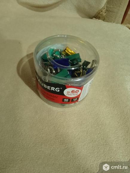 Зажим зажимы для бумаги цветные перламутровые. Фото 3.