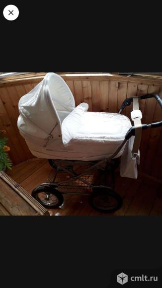 Коляска Inglesina белая, кожзаменитель, классика, сумка. Фото 1.