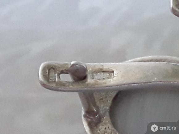 Серьги серебро 925 пробы. Кошачий глаз. Фото 6.