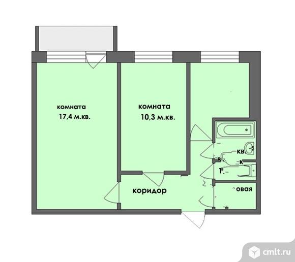 2-комнатная квартира 44 кв.м. Фото 1.