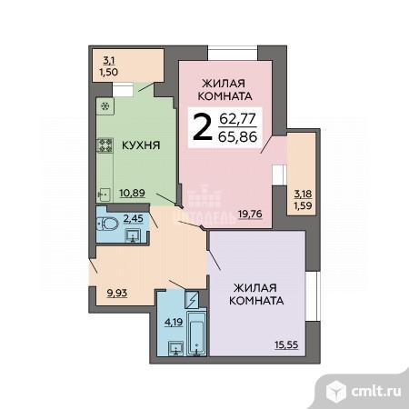 2-комнатная квартира 65,66 кв.м. Фото 1.