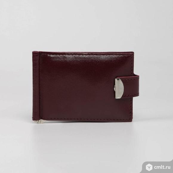 Зажим для купюр, цвет бордовый новый. Фото 3.
