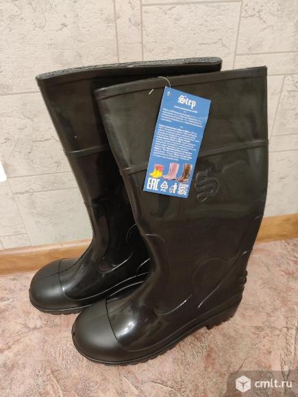 Сапоги резиновые цельнолитые ПВХ новые, размер 41. Фото 1.