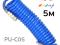 Шланг спиральный 8х12мм Колир 5м PU синий эластичный. Фото 1.