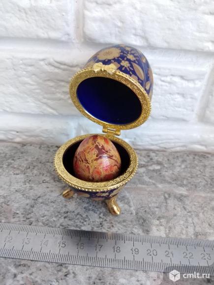 Шкатулка Пасхальное яйцо фарфор кобальт позолота. Фото 1.