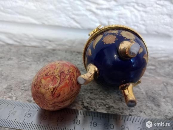 Шкатулка Пасхальное яйцо фарфор кобальт позолота. Фото 6.