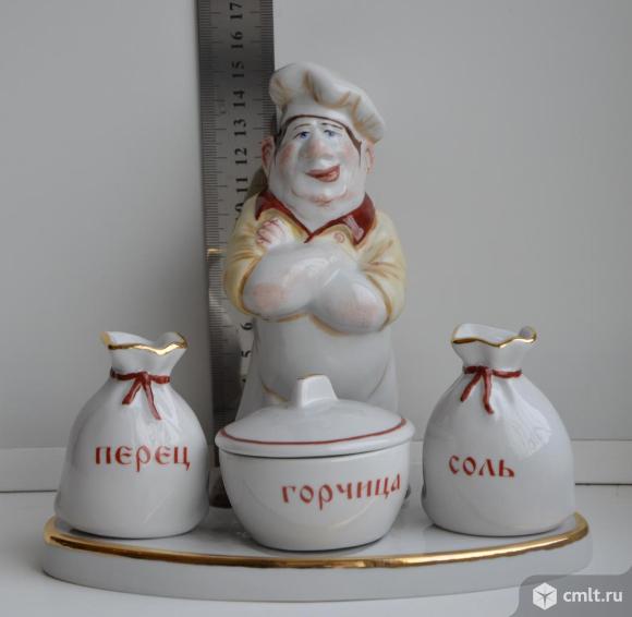 Дулево. Набор для специй "Поварёнок" . Статуэтка. Сувенир.. Фото 1.