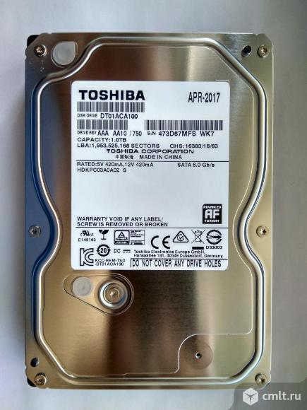 Жесткий диск 1 Тб Toshiba 3.5 sata. Фото 1.