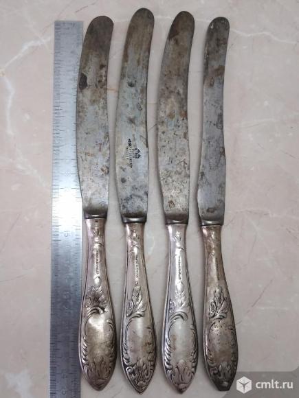 4шт. Ножи столовые. Старинные. Платиноприбор. СССР. Винтаж. Фото 1.