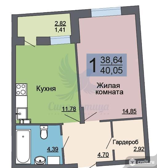 1-комнатная квартира 40 кв.м. Фото 1.