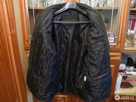 Куртка кожаная мужская тёплая 50 размер. Фото 3.