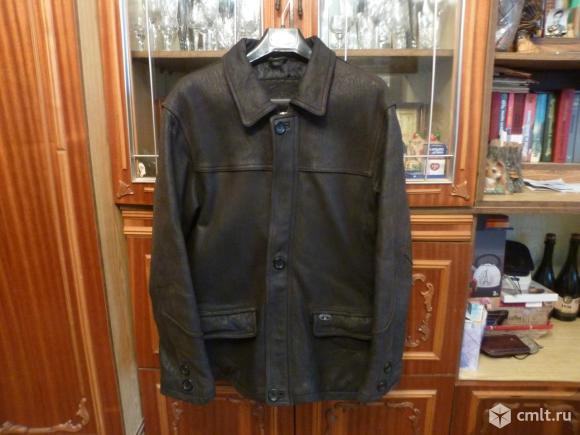 Куртка кожаная мужская тёплая 50 размер. Фото 1.