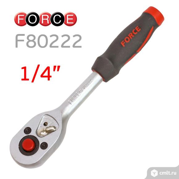 Вороток трещетка 1/4" Force F80222 (24 зуба) обрезиненная ручка. Фото 3.