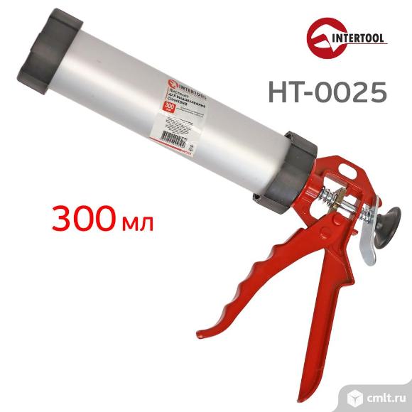 Пистолет для герметика Intertool HT-0025 алюминиевая туба 400мл. Фото 1.