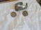 Старинные украшения браслет и сережки из серебра с янтарем. Фото 1.