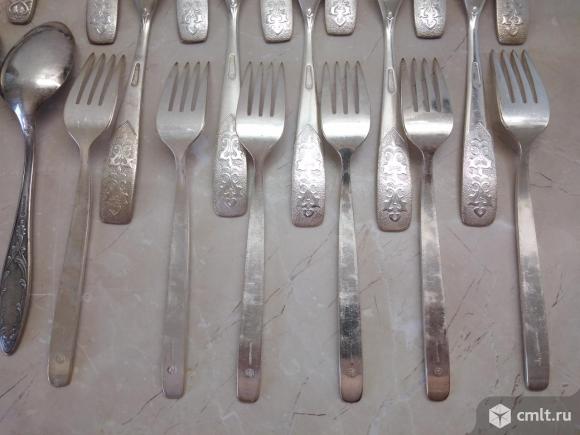 Мельхиоровые ложки, вилки МНЦ. Времён СССР. сост.. Фото 12.