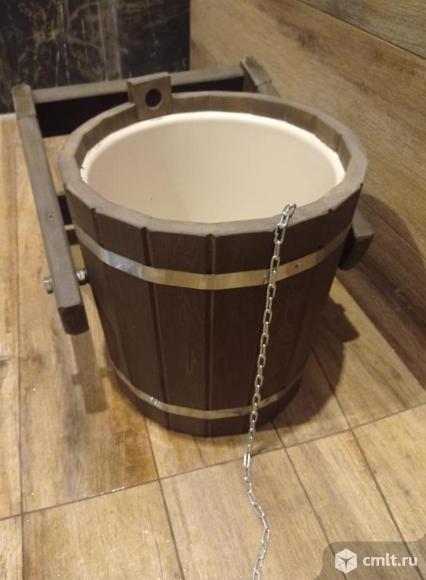 Обливное ведро банное 10 л с пластиковой вставкой (липа). Фото 4.