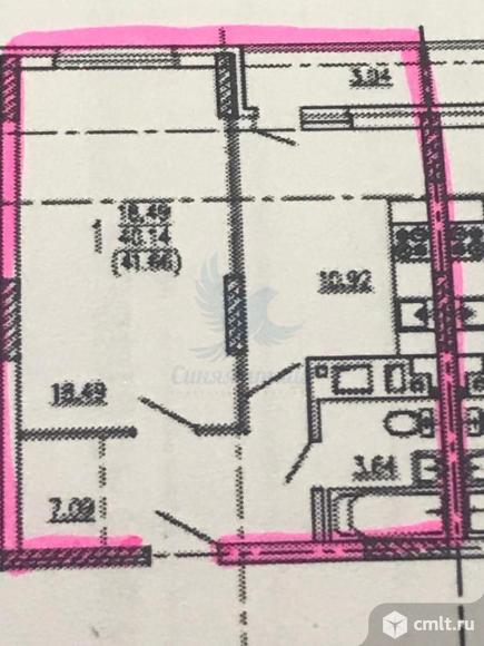 1-комнатная квартира 41,66 кв.м. Фото 1.