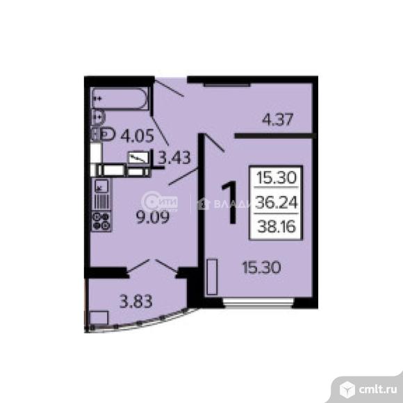 1-комнатная квартира 36,7 кв.м. Фото 13.