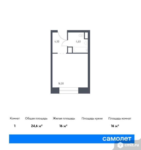 1-комнатная квартира 24,6 кв.м. Фото 1.