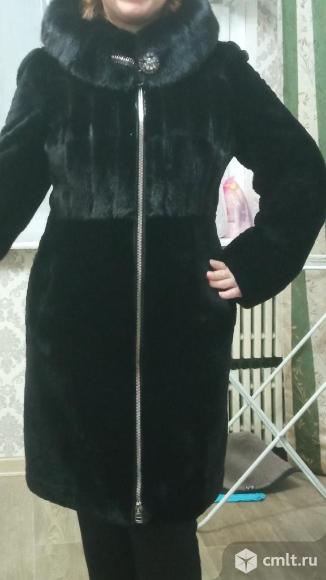 Мутоновая шуба с норковой отделкой. Фото 9.