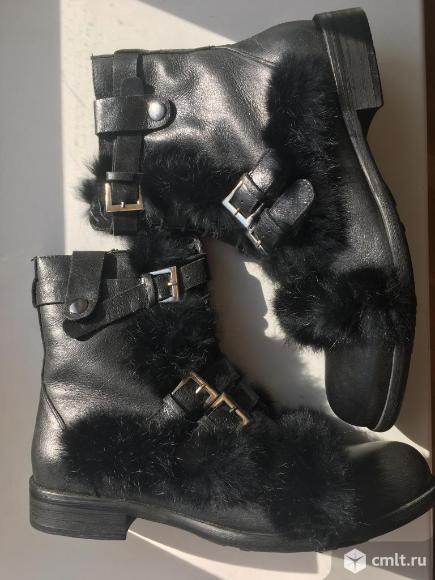 Ботинки новые зима кожа размер 43 мужские черные с мехом обувь бренд сапоги. Фото 1.