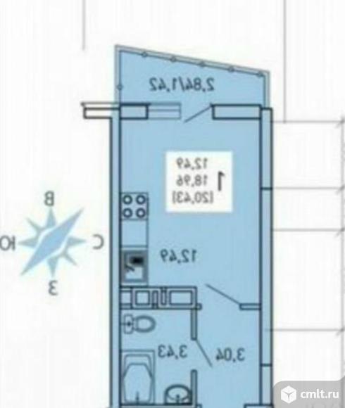 1-комнатная квартира 20,9 кв.м. Фото 5.