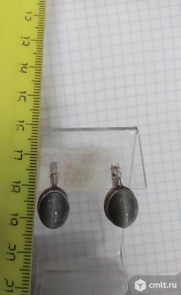 хризоберилл кошачий глаз серебро кольцо серьги