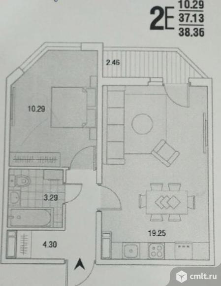 2-комнатная квартира 38,6 кв.м. Фото 20.