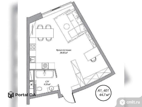 Продам 1-комн. квартиру 44.7 кв.м.. Фото 1.