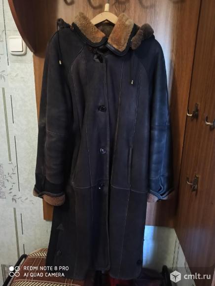 Дубленка с капюшоном, размер 48-50.. Фото 1.